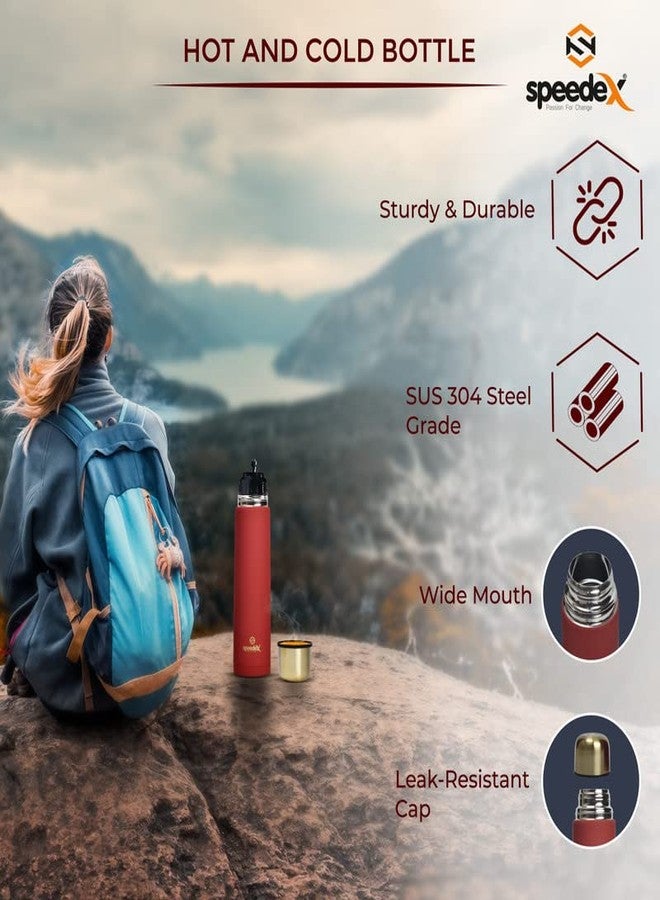 سبيديكس ترمس سبيدكس - 750 مل، معزول بتفريغ الهواء، مصنوع من الفولاذ المقاوم للصدأ، مناسب للأطفال والرجال والنساء - ترمس مثالي للمدرسة والمكتب والسفر، لحفظ المشروبات الساخنة والباردة - لون أحمر - Image 4